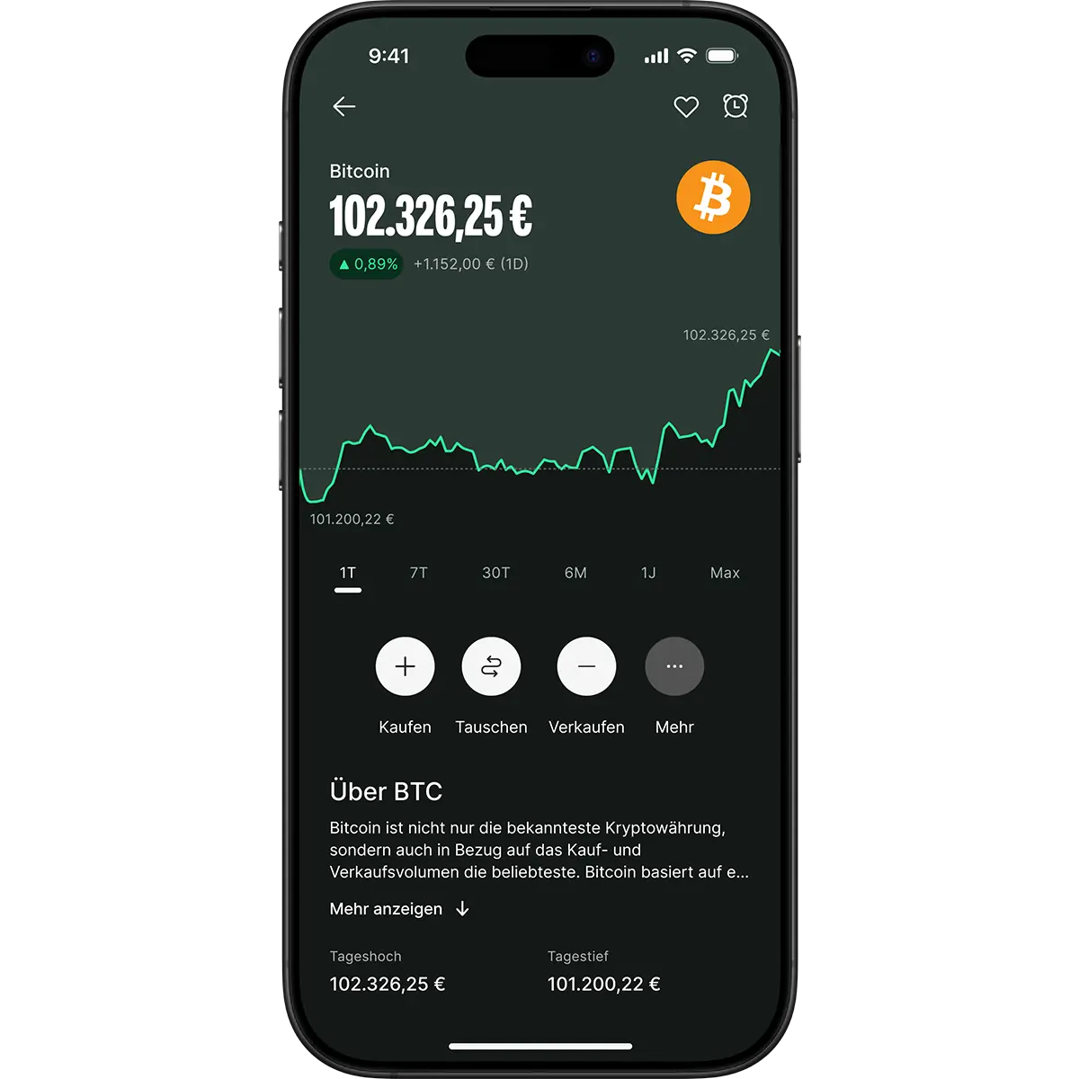 Bitpanda Krypto-Plattform Trading Interface